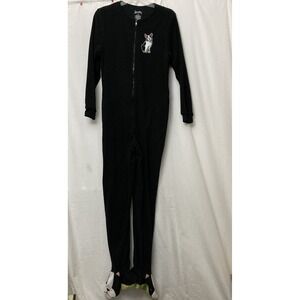 Nick & Nora Sleepwear Women's Black & White Boston Terrier Footed Pajamas - SZ S